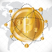 Bitcoin design over white background, vector illustration.